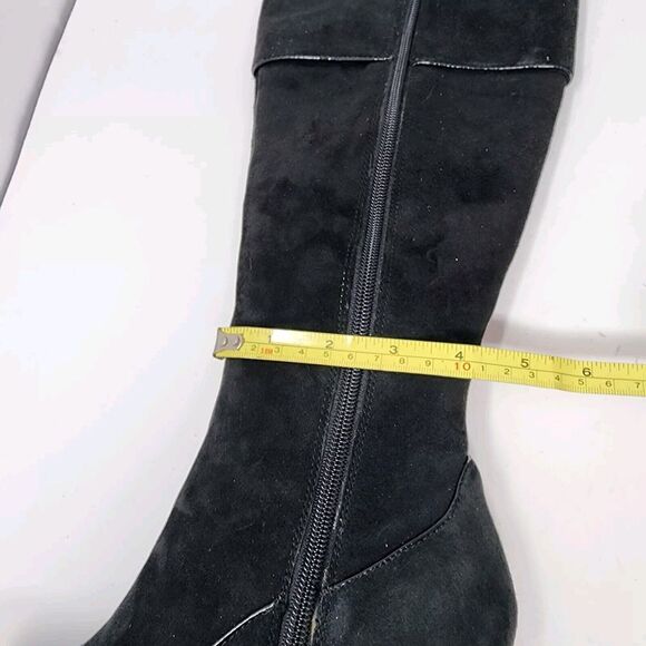 Sofft Lograno Black Suede Leather Knee High Cuffed Boots Zip Button Size 5.5M - Picture 4 of 16